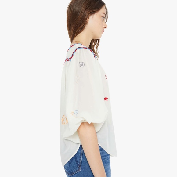 NWOT The Breeze Embroidered Cotton-Blend Voile White Blouse Size Extra Small - Picture 5 of 6